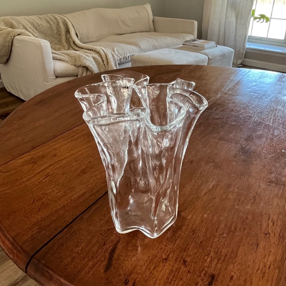 Vintage Muurla Finland Eva Handkerchief Ruffled Edge Handblown Vase